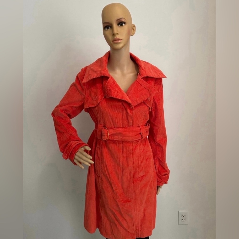 Bebe Midi Belted Orange Collared Petticoat Jacket